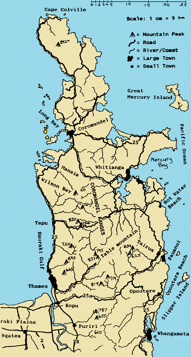 Map of Coromandel Peninsula