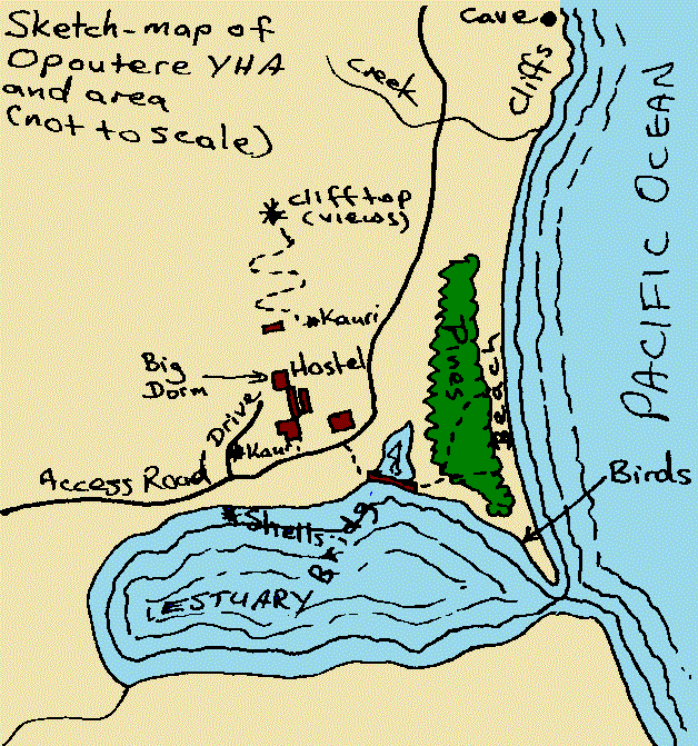 Sketch map of Opoutere