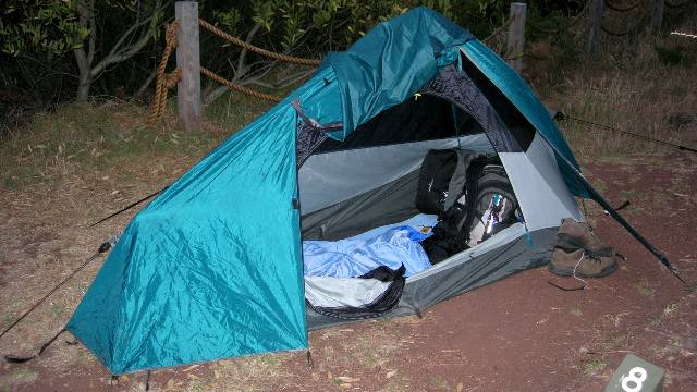 My tent, side-on, at Johanna Beach