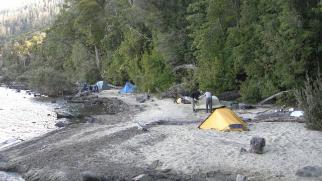 Echo Point beach; the yellow tent is mine.